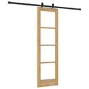 vidaXL Csúszó ajtó Természetes 61 x 198,5 cm Tömör fenyőfa és üveg