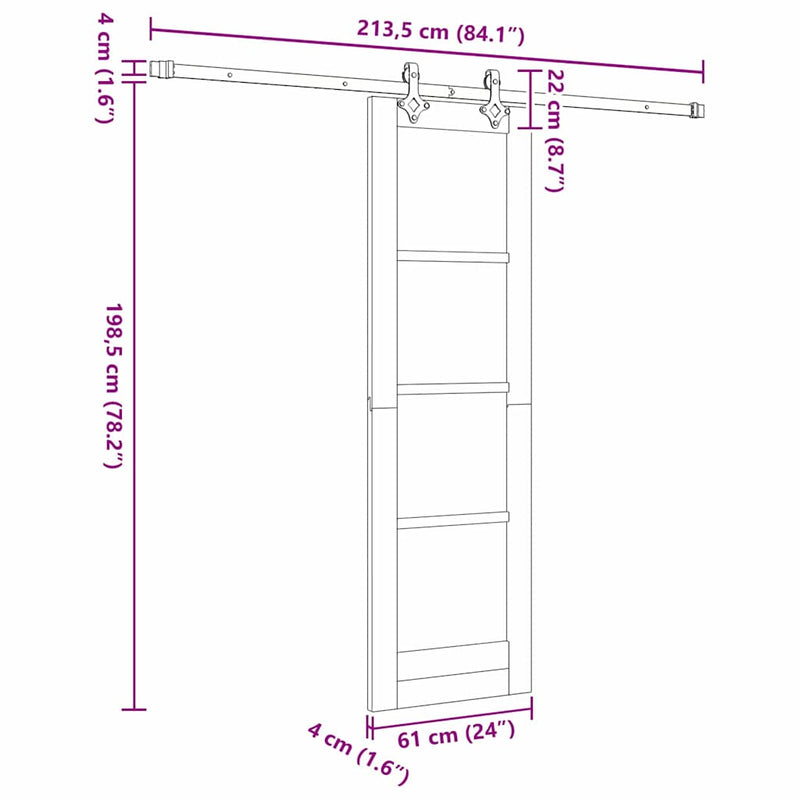 vidaXL Csúszóajtó Egyéb Barna 61 x 198.5 cm Fa és fém