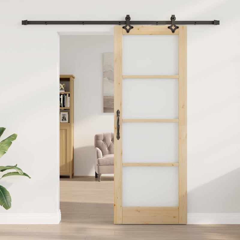 vidaXL Csúszóajtó Egyéb Barna 78 x 211 cm Fa és fém