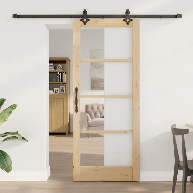 vidaXL Csúszóajtó Egyéb Barna 83 x 202 cm Fa és fém