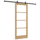 vidaXL Csúszó ajtó Természetes 83 x 202 cm Tömör fenyőfa és üveg