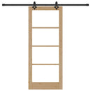 vidaXL Csúszó ajtó Természetes 83 x 202 cm Tömör fenyőfa és üveg