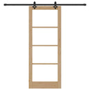 vidaXL Csúszó ajtó Természetes 83 x 211 cm Tömör fenyőfa és üveg