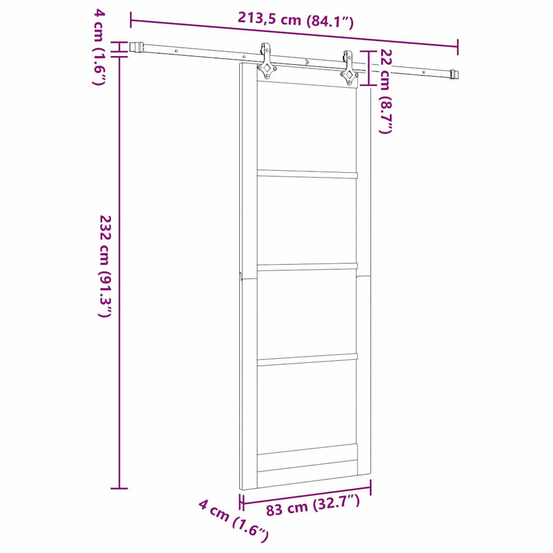 vidaXL Csúszóajtó Egyéb Barna 83 x 232 cm Fa és fém