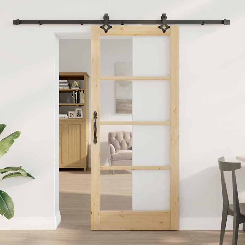 vidaXL Csúszóajtó Egyéb Barna 86 x 198.5 cm Fa és fém