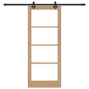 vidaXL Csúszó ajtó Természetes 86 x 211 cm Tömör fenyőfa és üveg