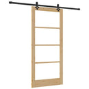 vidaXL Csúszó ajtó Természetes 93 x 202 cm Tömör fenyőfa és üveg