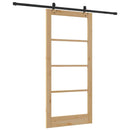 vidaXL Csúszó ajtó Természetes 93 x 202 cm Tömör fenyőfa és üveg