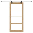 vidaXL Csúszó ajtó Természetes 93 x 202 cm Tömör fenyőfa és üveg