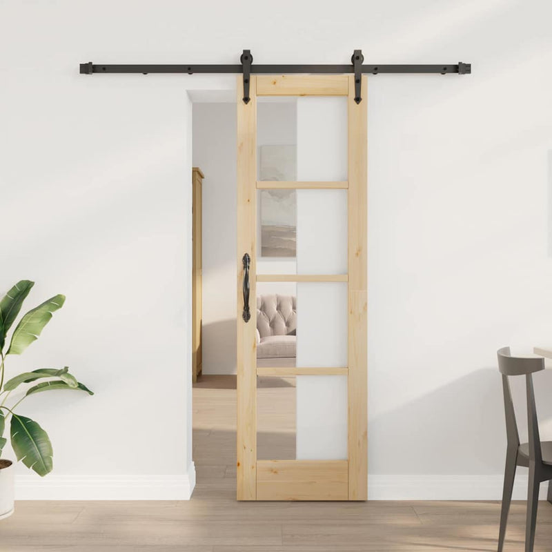 vidaXL Egyszerű Csúszó Ajtó Barna 61 x 198.5 cm Fa és fém