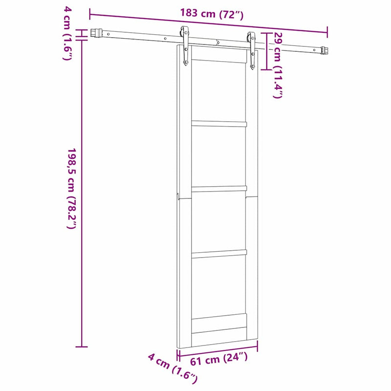vidaXL Egyszerű Csúszó Ajtó Barna 61 x 198.5 cm Fa és fém