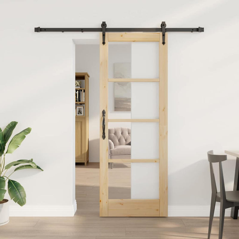 vidaXL Egyszerű Csúszó Ajtó Barna 73.5 x 198.5 cm Fa és fém