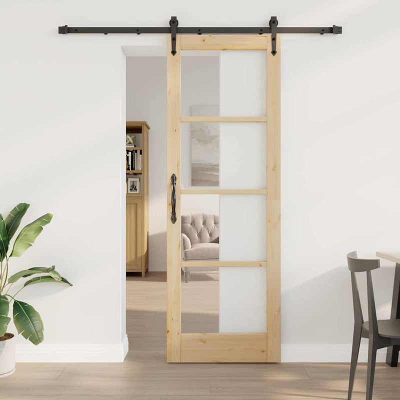 vidaXL Egyszerű Csúszó Ajtó Barna 73.5 x 211 cm Fa és fém