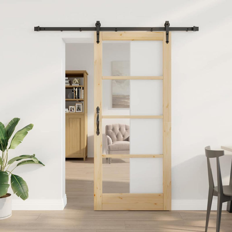 vidaXL Egyszerű Csúszó Ajtó Barna 78 x 202 cm Fa és fém