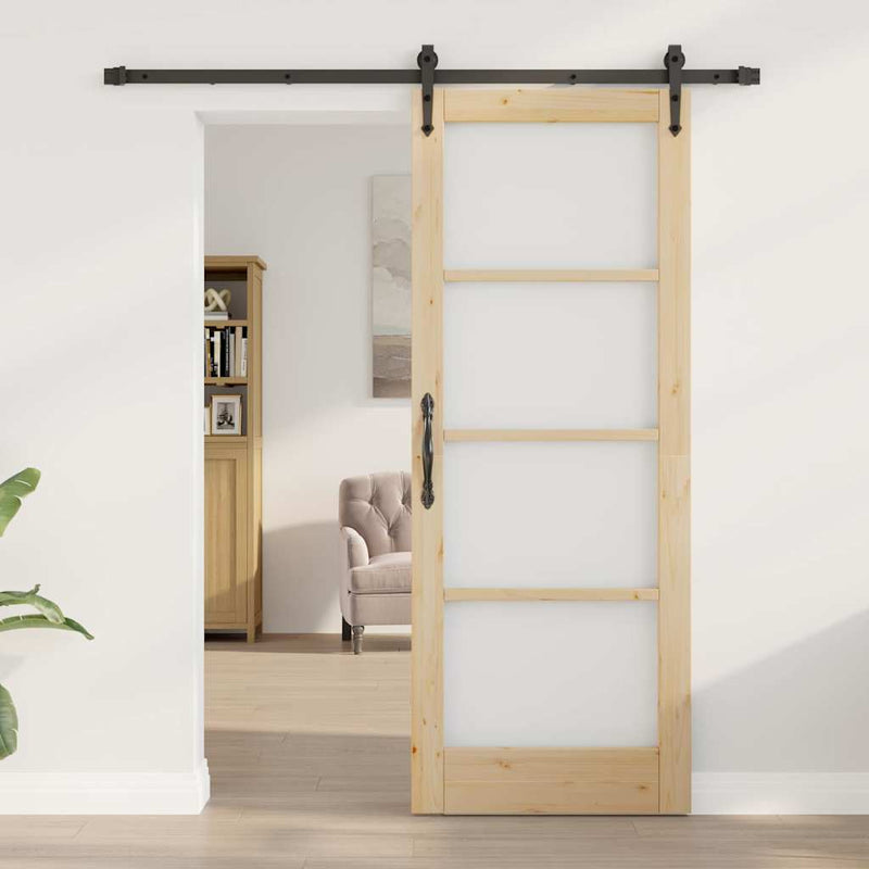 vidaXL Egyszerű Csúszó Ajtó Barna 78 x 202 cm Fa és fém
