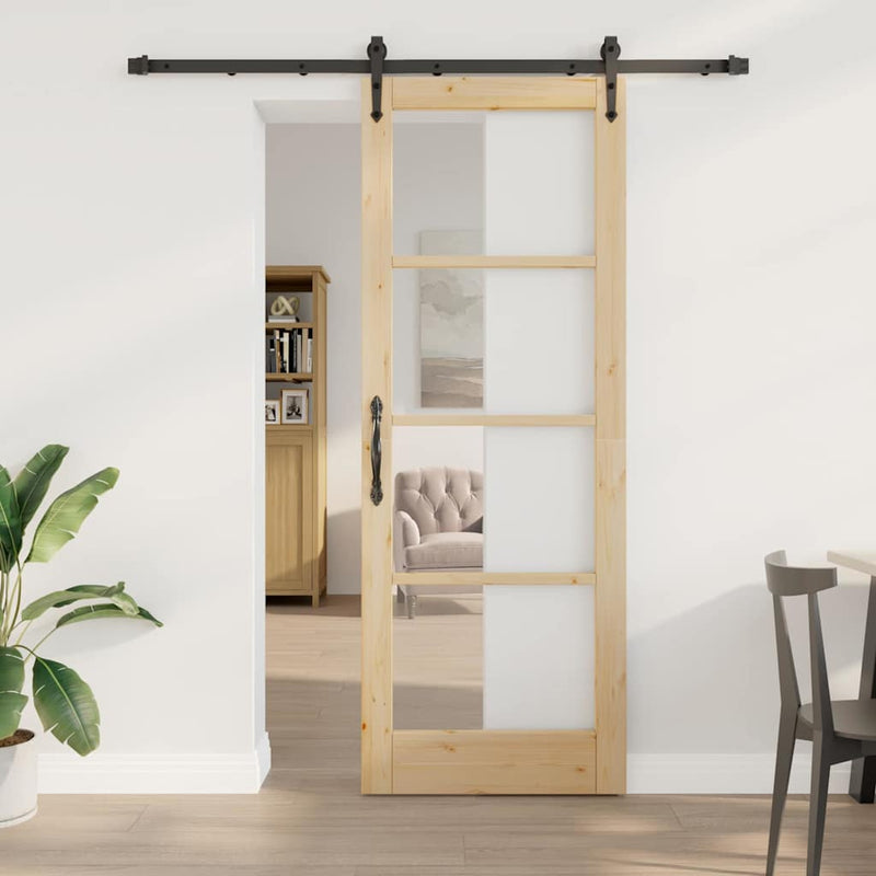 vidaXL Egyszerű Csúszó Ajtó Barna 78 x 211 cm Fa és fém