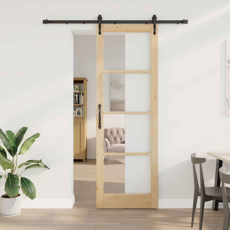 vidaXL Egyszerű Csúszó Ajtó Barna 78 x 232 cm Fa és fém