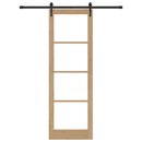 vidaXL Csúszó ajtó Természetes 78 x 232 cm Tömör fenyőfa és üveg