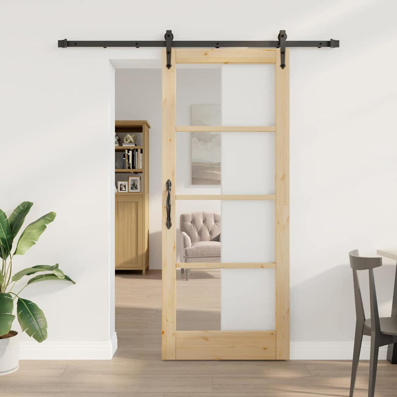 vidaXL Egyszerű Csúszó Ajtó Barna 83 x 202 cm Fa és fém