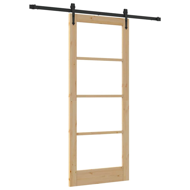 vidaXL Egyszerű Csúszó Ajtó Barna 83 x 202 cm Fa és fém