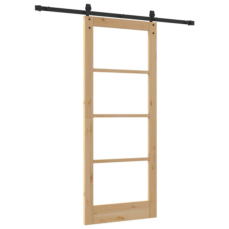 vidaXL Egyszerű Csúszó Ajtó Barna 83 x 202 cm Fa és fém