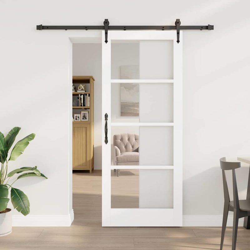 vidaXL Egyszerű Csúszó Ajtó Fehér 83 x 202 cm Fa és fém