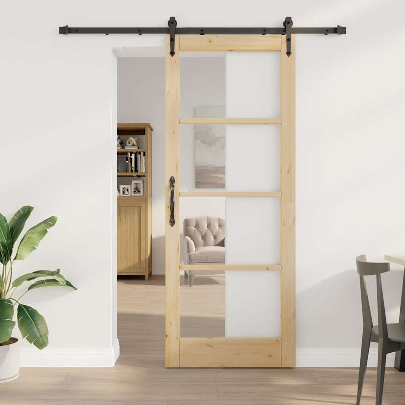 vidaXL Egyszerű Csúszó Ajtó Barna 83 x 211 cm Fa és fém