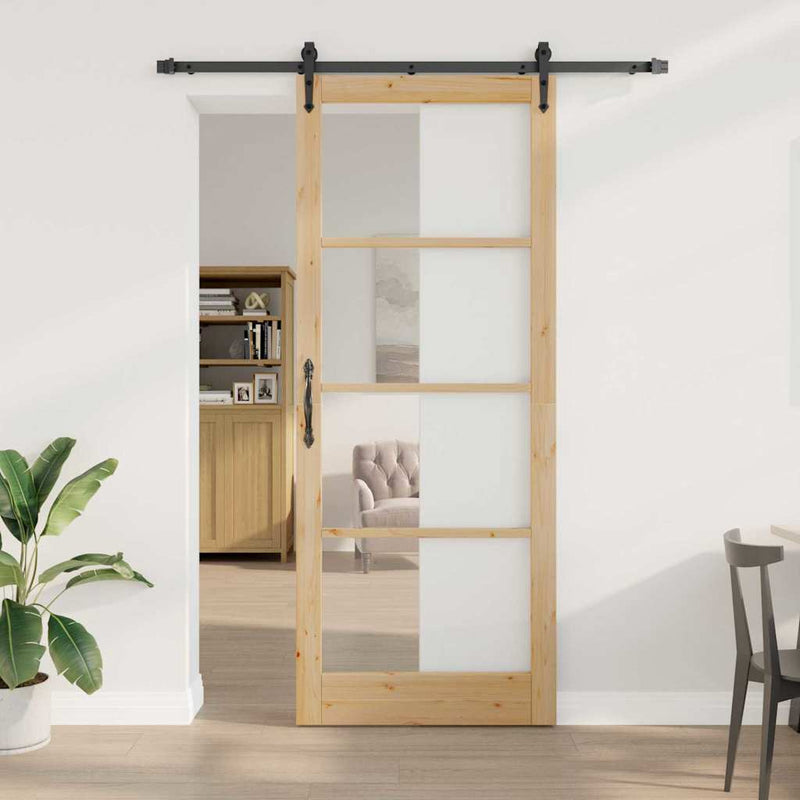 vidaXL Egyszerű Csúszó Ajtó Barna 83 x 232 cm Fa és fém