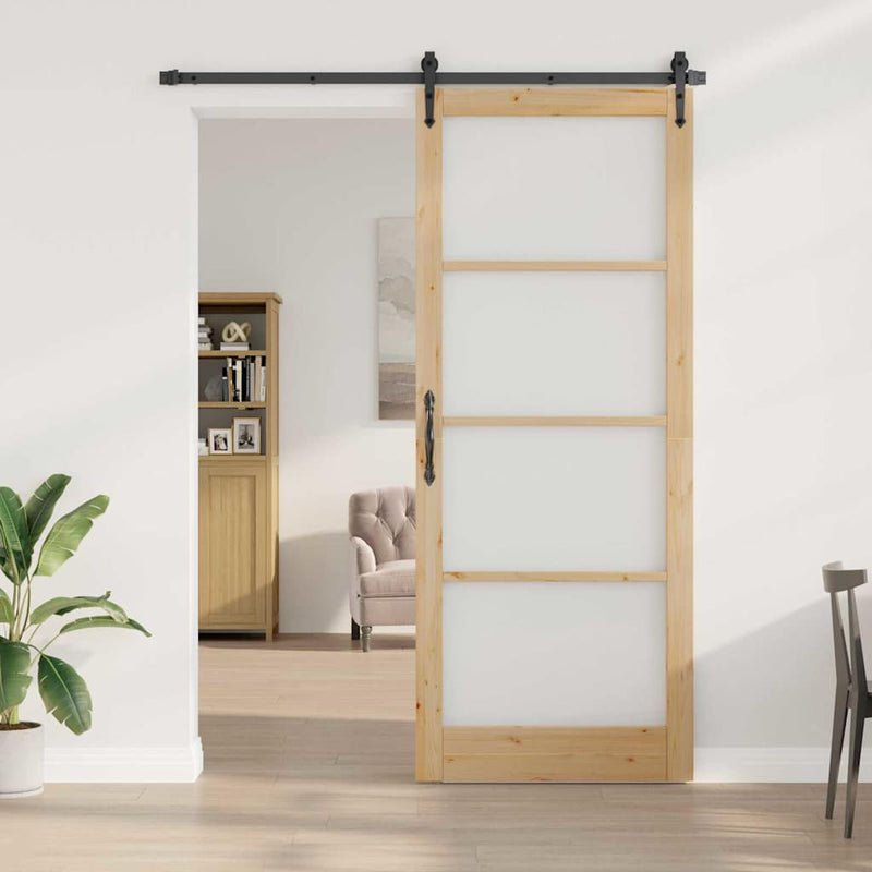 vidaXL Egyszerű Csúszó Ajtó Barna 83 x 232 cm Fa és fém
