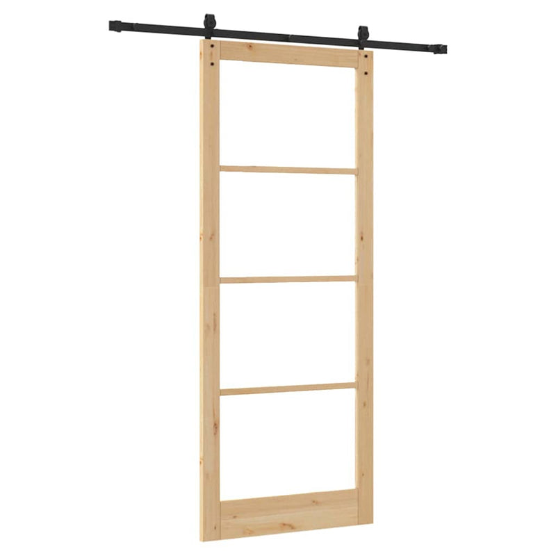 vidaXL Egyszerű Csúszó Ajtó Barna 83 x 232 cm Fa és fém
