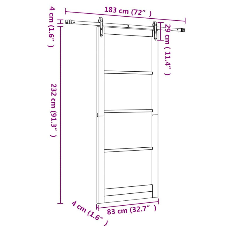 vidaXL Egyszerű Csúszó Ajtó Barna 83 x 232 cm Fa és fém