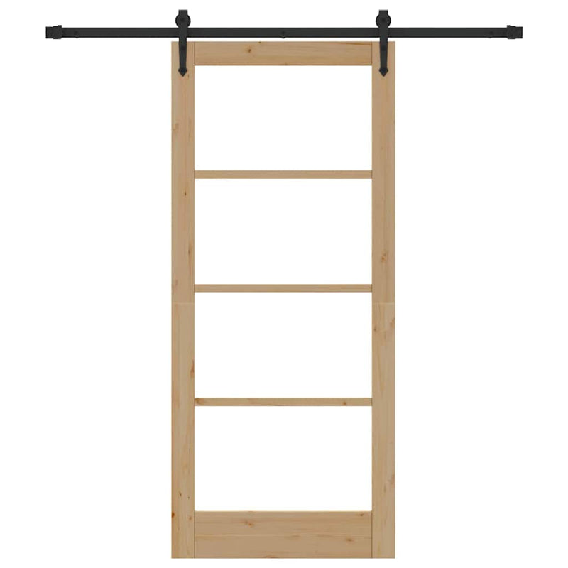 vidaXL Csúszó ajtó Természetes 86 x 198,5 cm Tömör fenyőfa és üveg