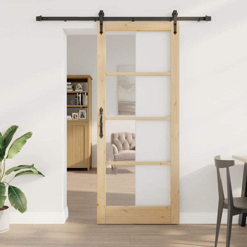 vidaXL Egyszerű Csúszó Ajtó Barna 86 x 211 cm Fa és fém