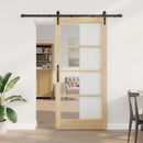 vidaXL Csúszó ajtó Természetes 93 x 202 cm Tömör fenyőfa és üveg