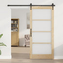 vidaXL Csúszó ajtó Természetes 93 x 202 cm Tömör fenyőfa és üveg