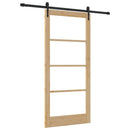 vidaXL Csúszó ajtó Természetes 93 x 202 cm Tömör fenyőfa és üveg