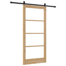 vidaXL Csúszó ajtó Természetes 93 x 202 cm Tömör fenyőfa és üveg