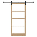 vidaXL Csúszó ajtó Természetes 93 x 202 cm Tömör fenyőfa és üveg