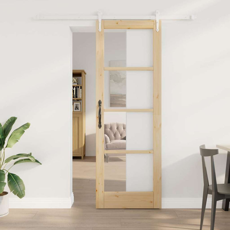 vidaXL Egyszerű Csúszó Ajtó Barna 73.5 x 211 cm Fa és fém