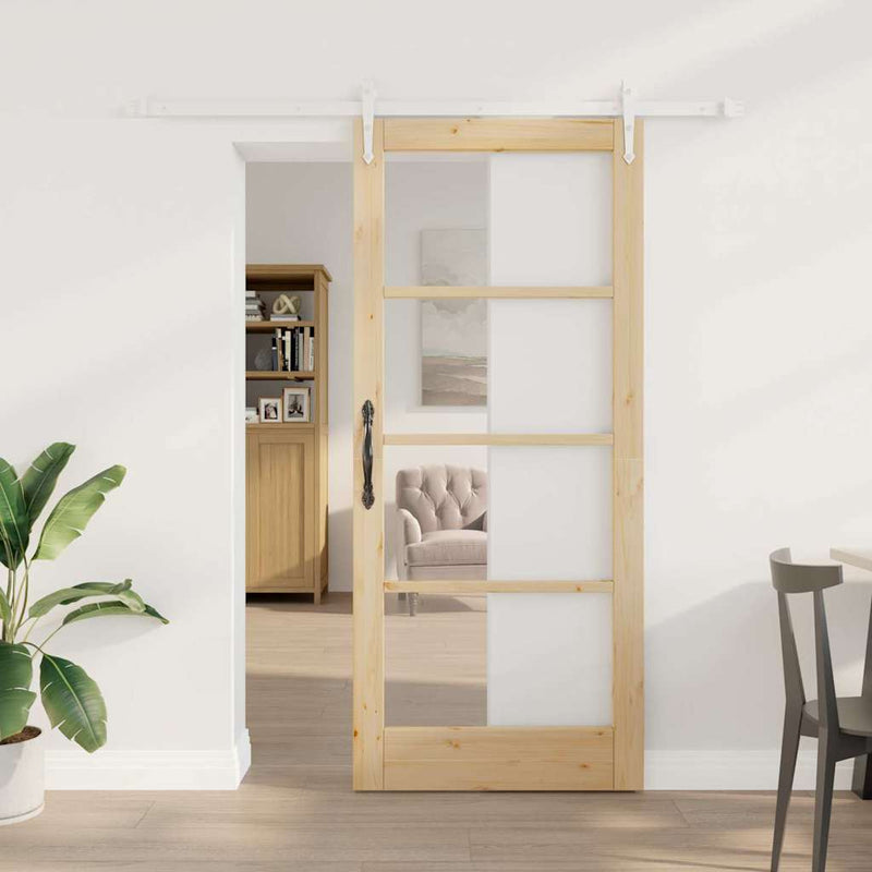 vidaXL Egyszerű Csúszó Ajtó Barna 78 x 202 cm Fa és fém