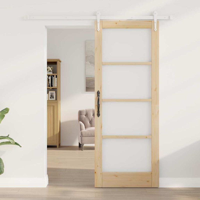 vidaXL Egyszerű Csúszó Ajtó Barna 78 x 202 cm Fa és fém