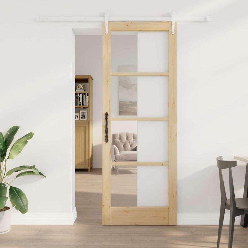 vidaXL Egyszerű Csúszó Ajtó Barna 78 x 211 cm Fa és fém