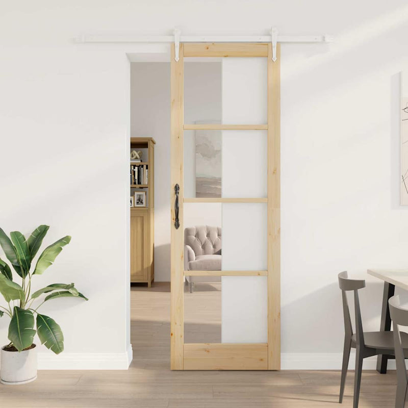vidaXL Egyszerű Csúszó Ajtó Barna 78 x 232 cm Fa és fém