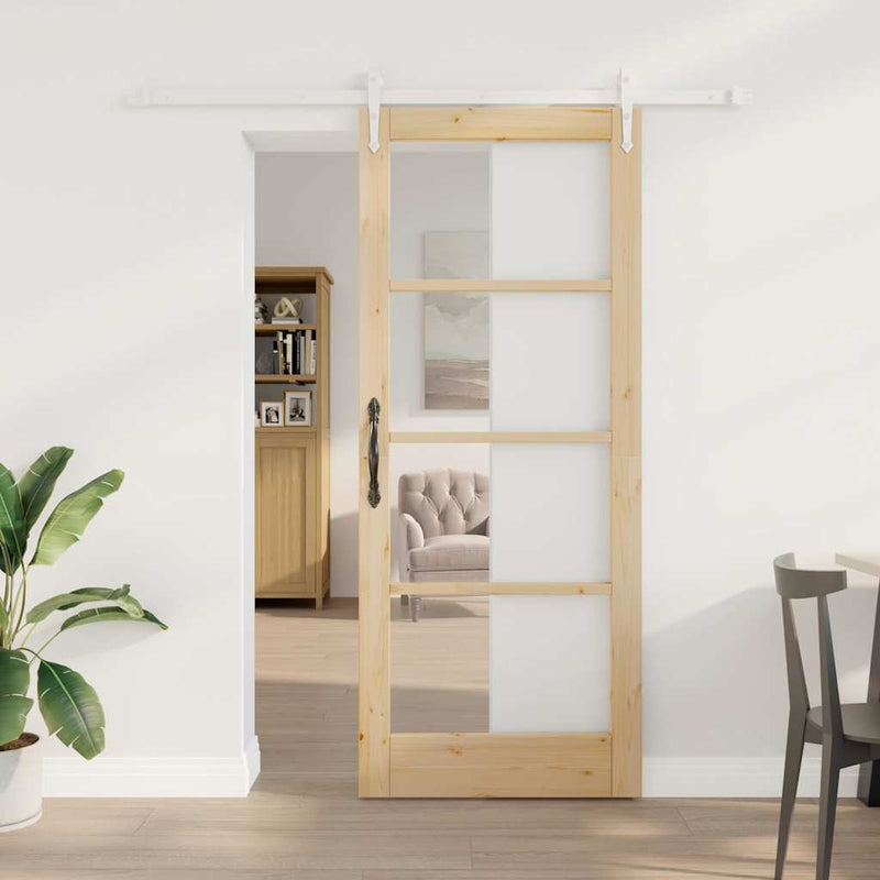 vidaXL Egyszerű Csúszó Ajtó Barna 83 x 202 cm Fa és fém