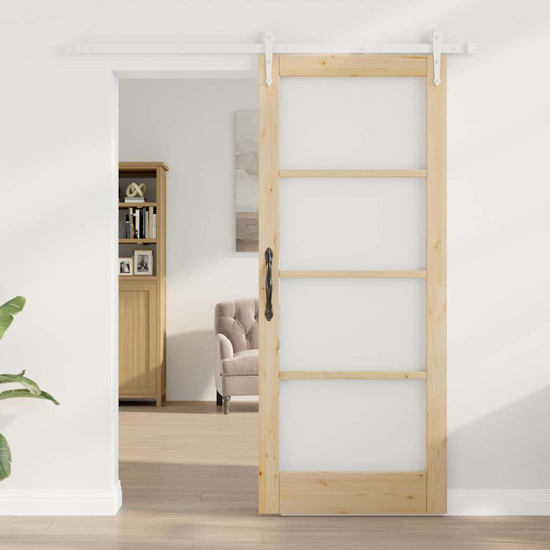 vidaXL Egyszerű Csúszó Ajtó Barna 83 x 202 cm Fa és fém