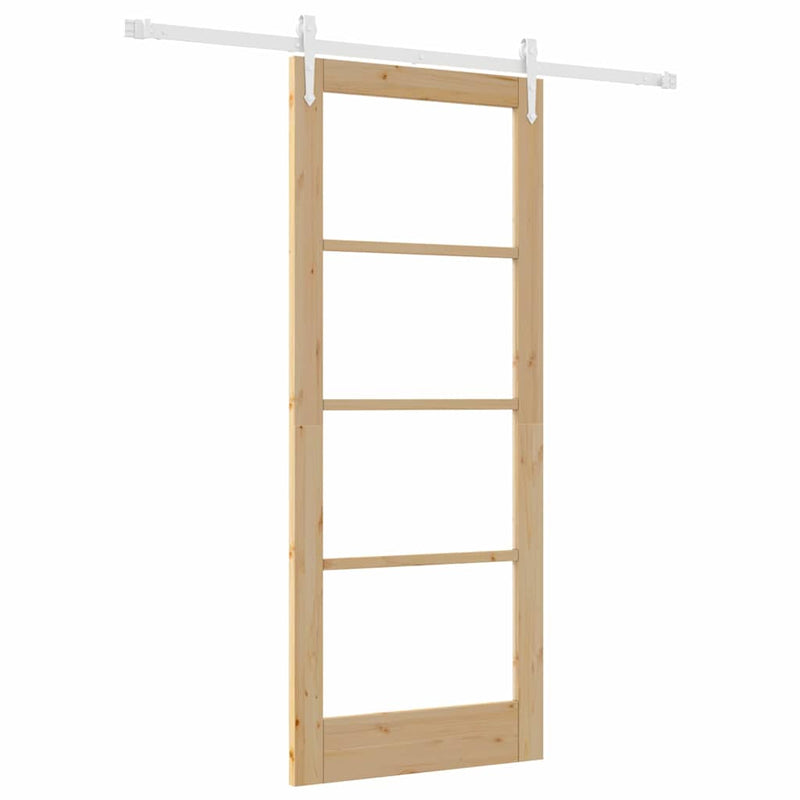 vidaXL Egyszerű Csúszó Ajtó Barna 83 x 202 cm Fa és fém