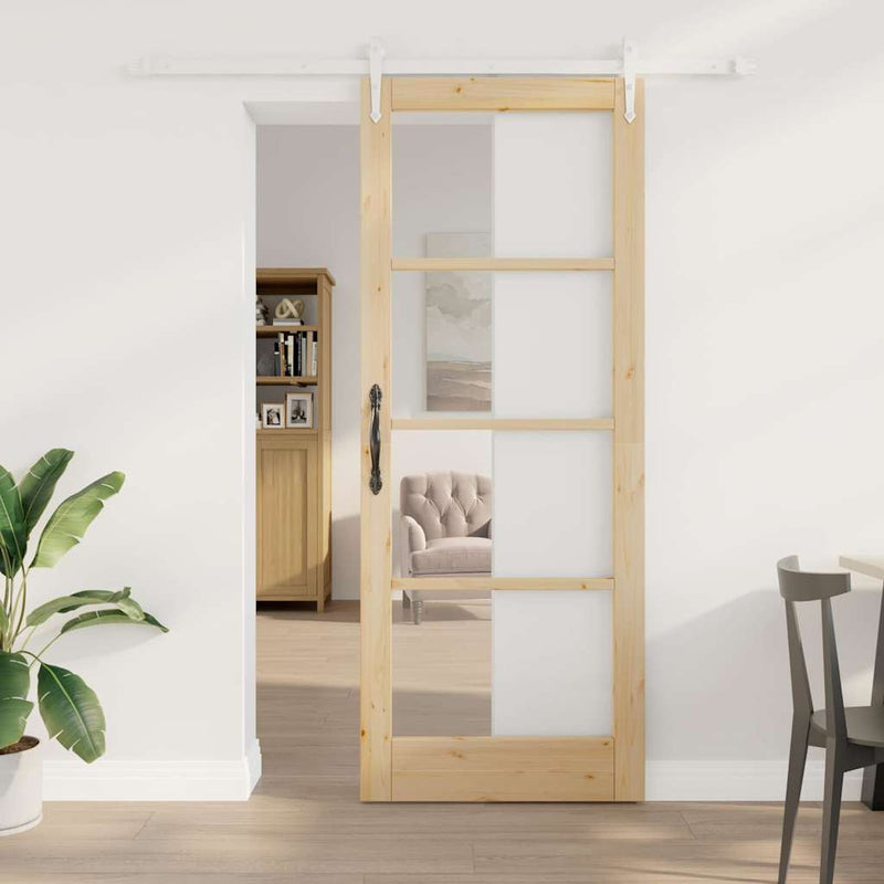 vidaXL Egyszerű Csúszó Ajtó Barna 83 x 211 cm Fa és fém