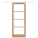 vidaXL Csúszó ajtó Természetes 83 x 211 cm Tömör fenyőfa és üveg