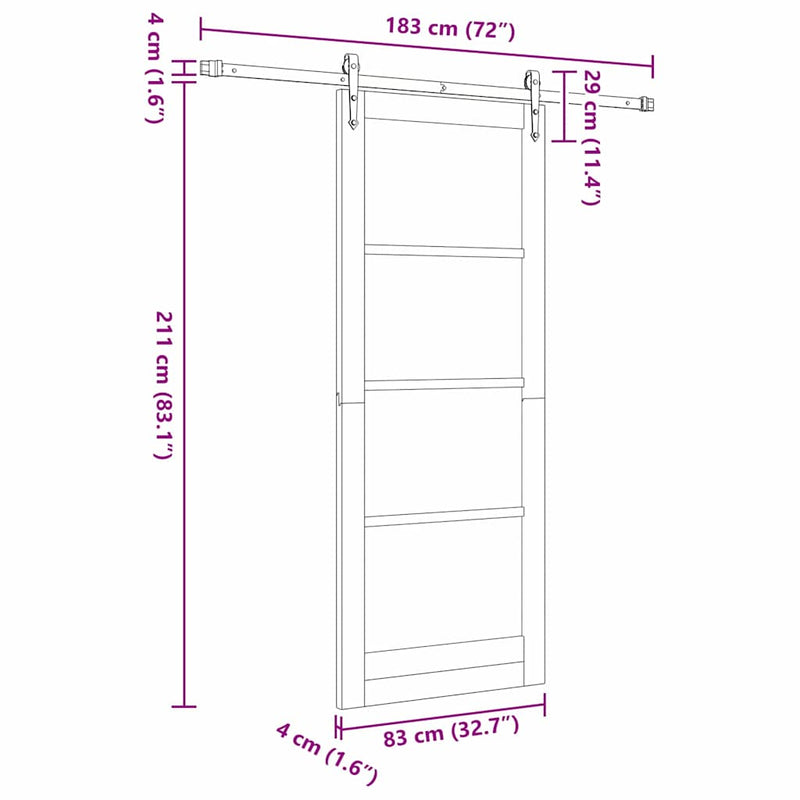 vidaXL Egyszerű Csúszó Ajtó Barna 83 x 211 cm Fa és fém