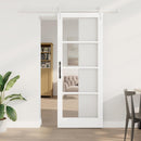 vidaXL Csúszó ajtó Fehér 83 x 211 cm Tömör fenyőfa és üveg
